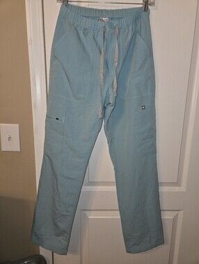 Light Blue Women's Cargo Scrub Pants